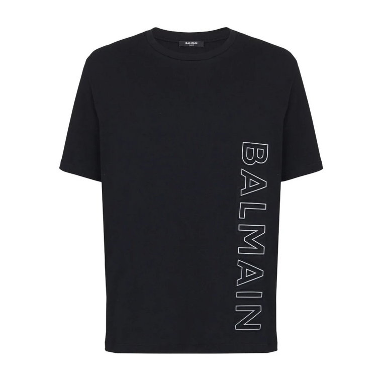Czarne T-shirty i Pola z Wytłaczanym Logo XL Balmain