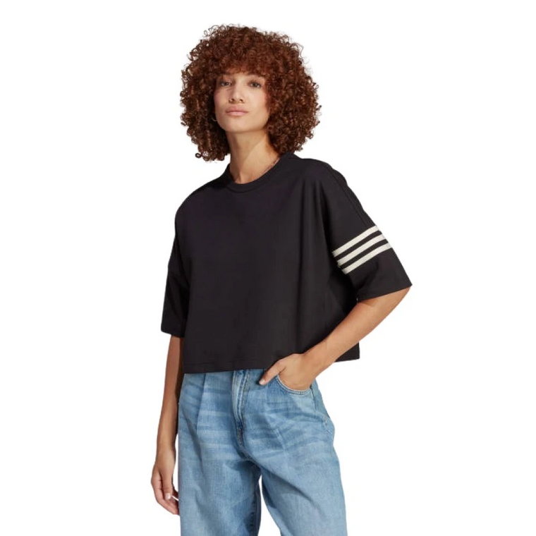 Koszulka z Logo Crop Top z Paskiem na Rękawie - Ib7310 Adidas Originals