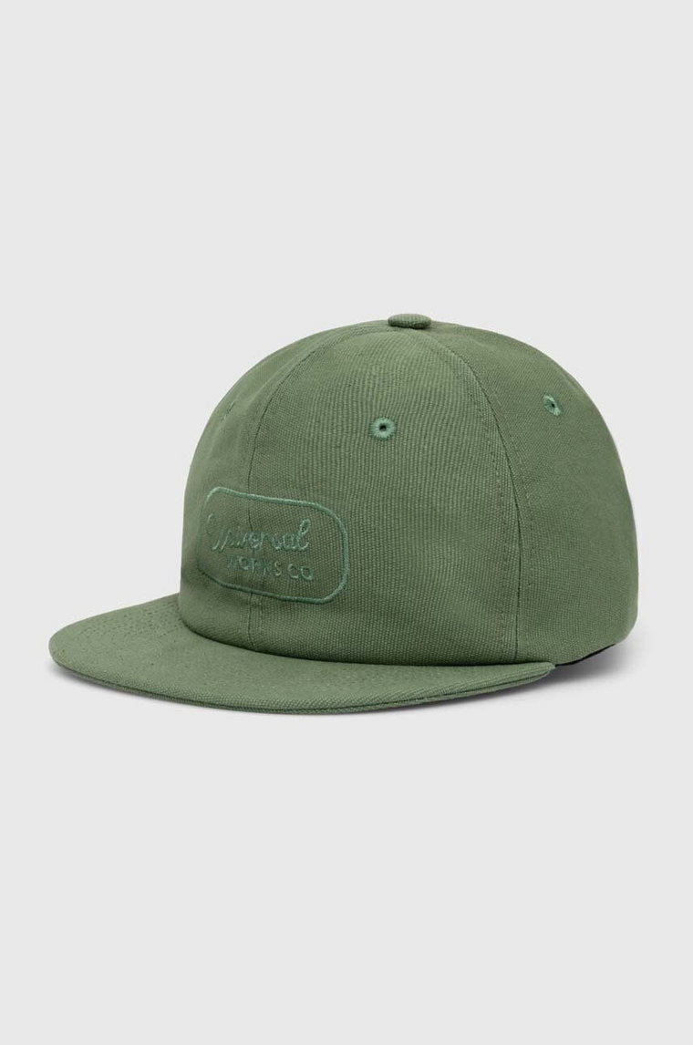 Universal Works czapka z daszkiem bawełniana Baseball Hat kolor zielony z aplikacją 30811.BIRCH