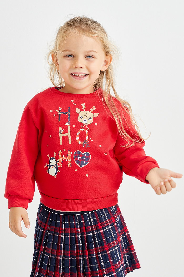 C&A HoHoHo-Bluza w świątecznym stylu, Czerwony, Rozmiar: 134