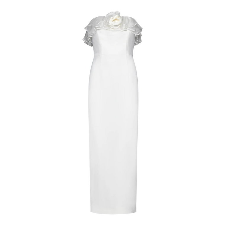 Biała Sukienka Bustier z falbanami Alessandra Rich