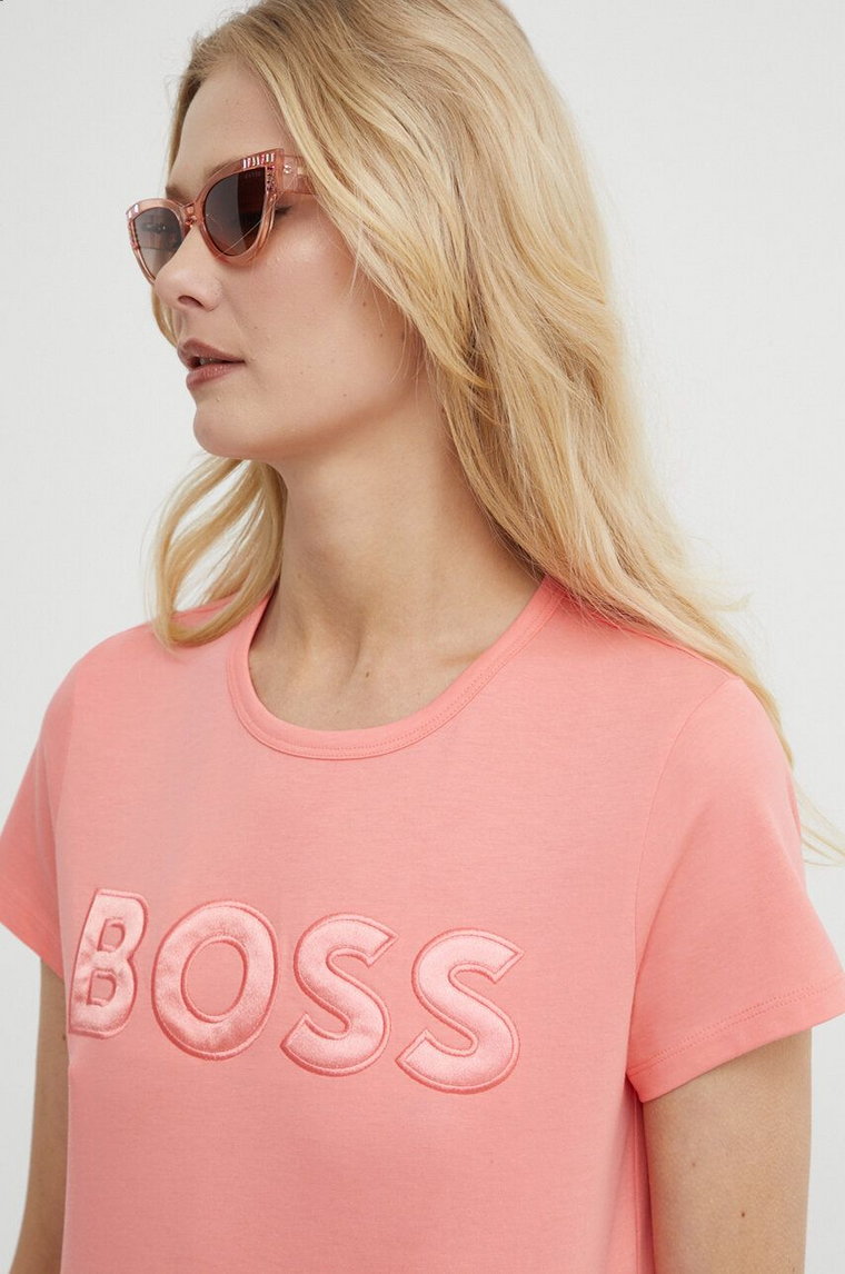 BOSS t-shirt bawełniany damski kolor fioletowy