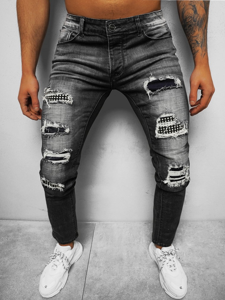 Spodnie jeansowe męskie czarne OZONEE NB/MP0072N