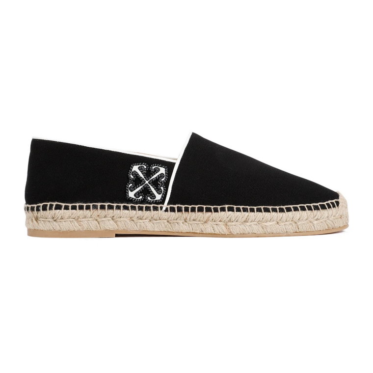 Czarno-Białe Bawełniane Espadryle Off White