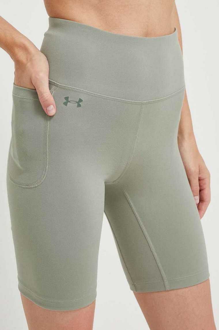 Under Armour szorty treningowe Motion kolor zielony gładkie high waist