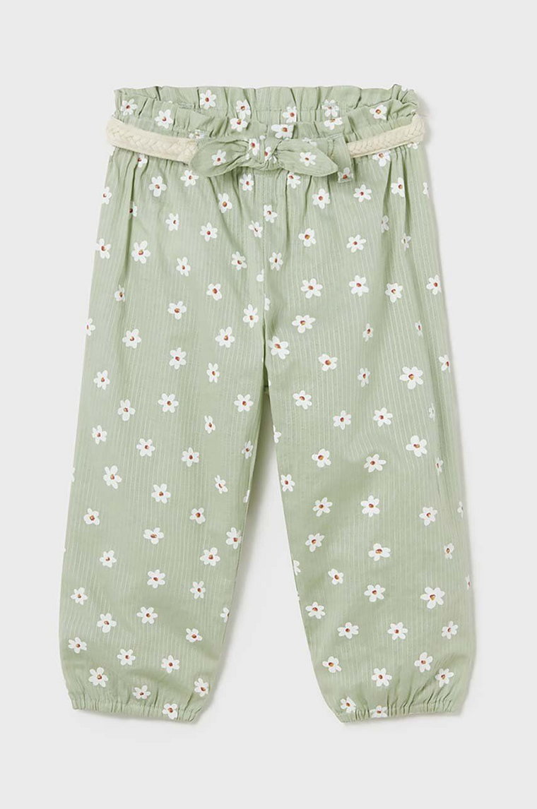 Mayoral spodnie bawełniane niemowlęce kolor zielony wzorzyste