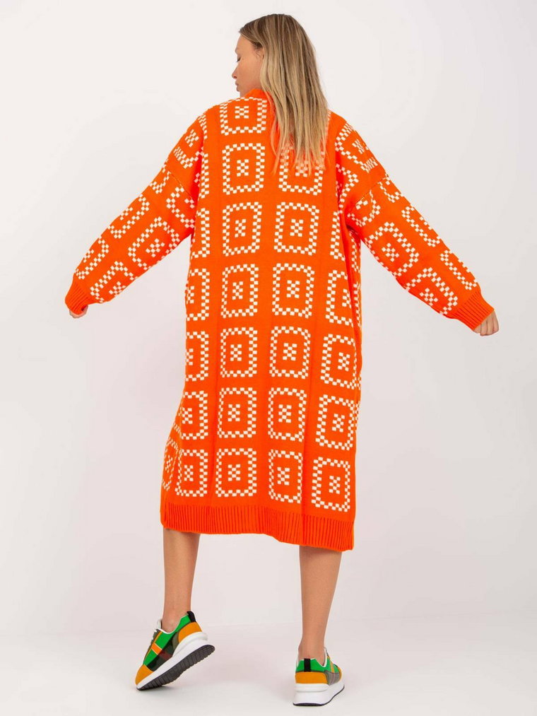 Sweter kardigan pomarańczowy casual narzutka rękaw długi długość długa