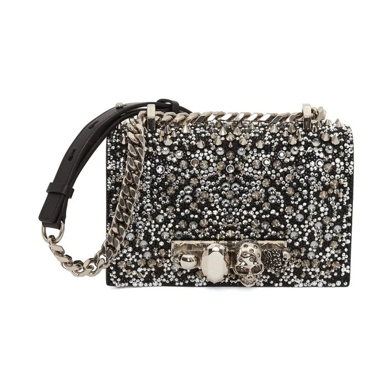 Czarna Mini Torba z Kamieniami Alexander McQueen