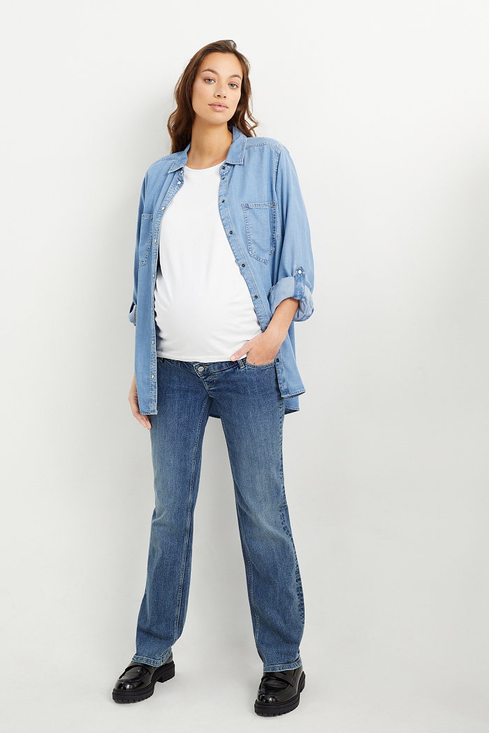 C&A Dżinsy ciążowe-straight jeans, Niebieski, Rozmiar: 36