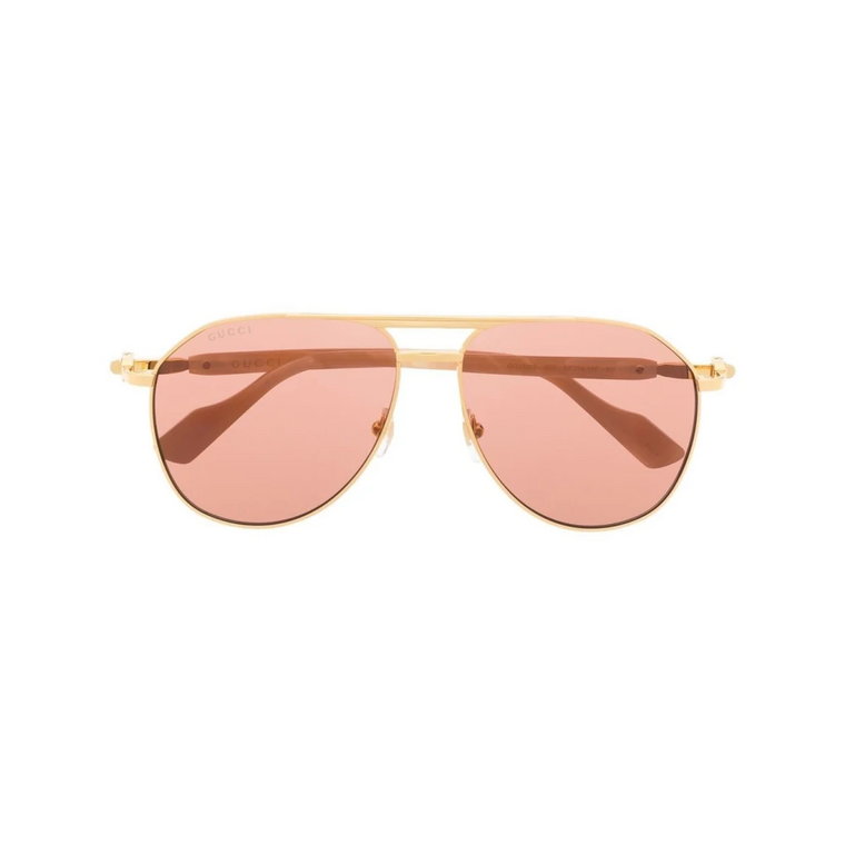 Stylowe męskie okulary przeciwsłoneczne z ramką w kolorze złota Gucci