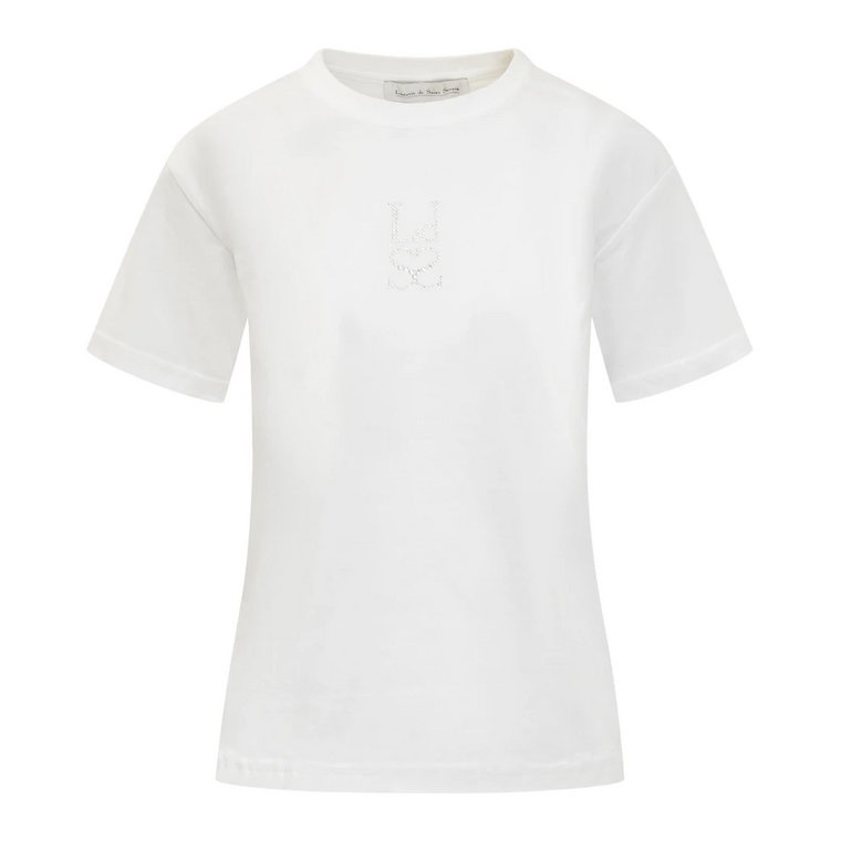 Biała koszulka z monogramem z kryształkami Ludovic de Saint Sernin