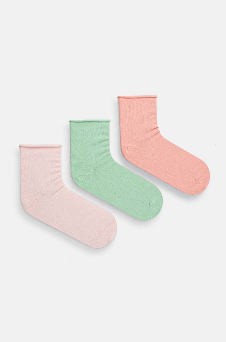 United Colors of Benetton skarpetki 3-pack damskie kolor różowy