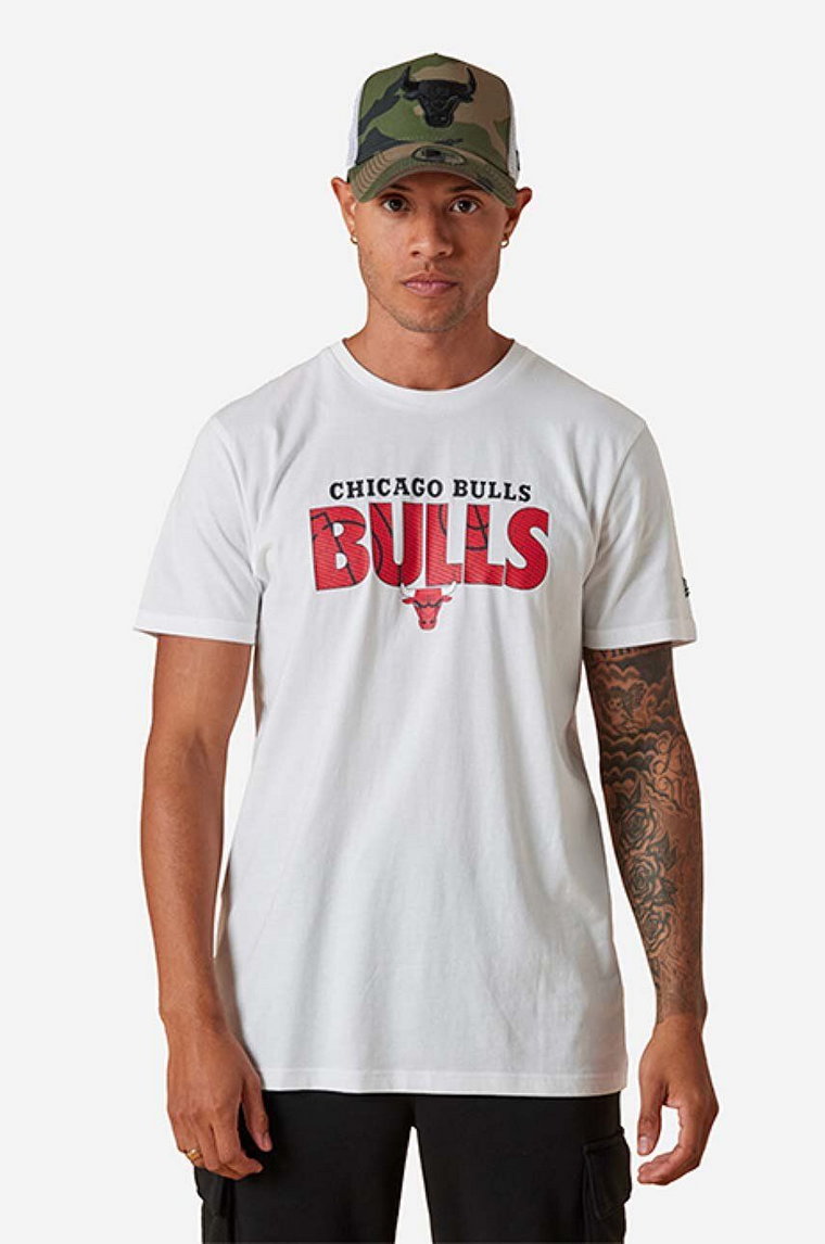 New Era t-shirt bawełniany NBA Infill Tee Bulls kolor biały z nadrukiem 13083890-BIALY