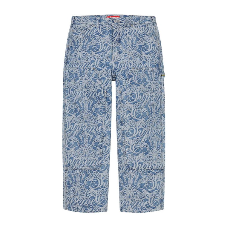 Spodnie Malarskie z Denimu z Wzorem Jacquard Supreme