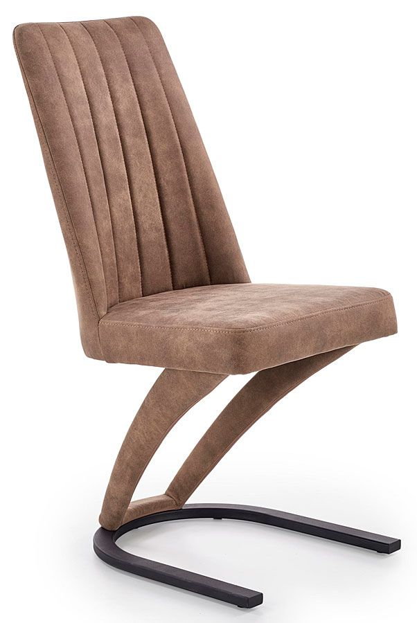 Brązowe tapicerowane krzesło nowoczesne na płozach - Travor