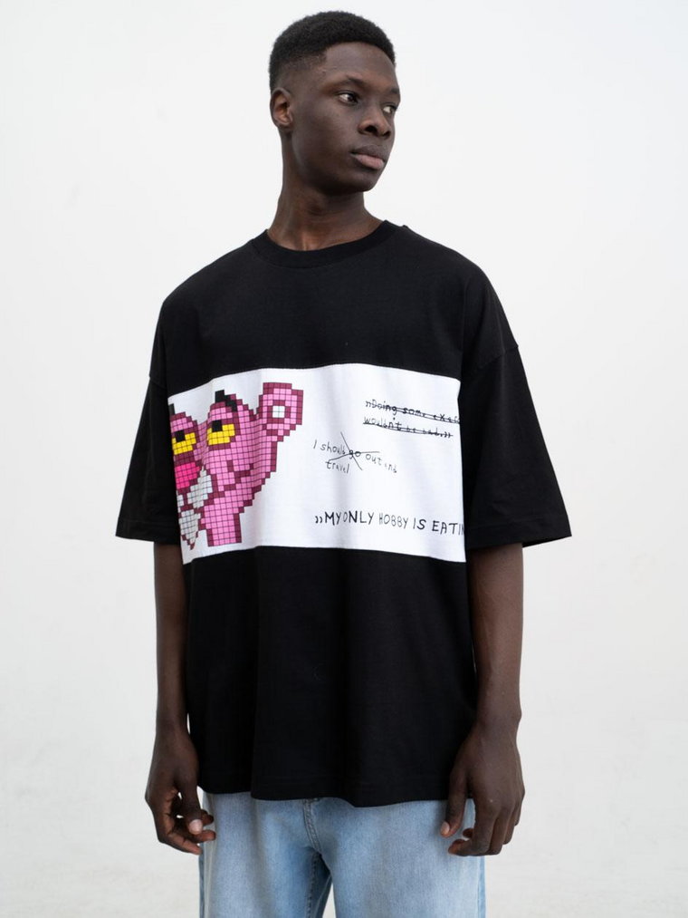 Koszulka Z Krótkim Rękawem Oversize Czarna Machinist Pink Panther