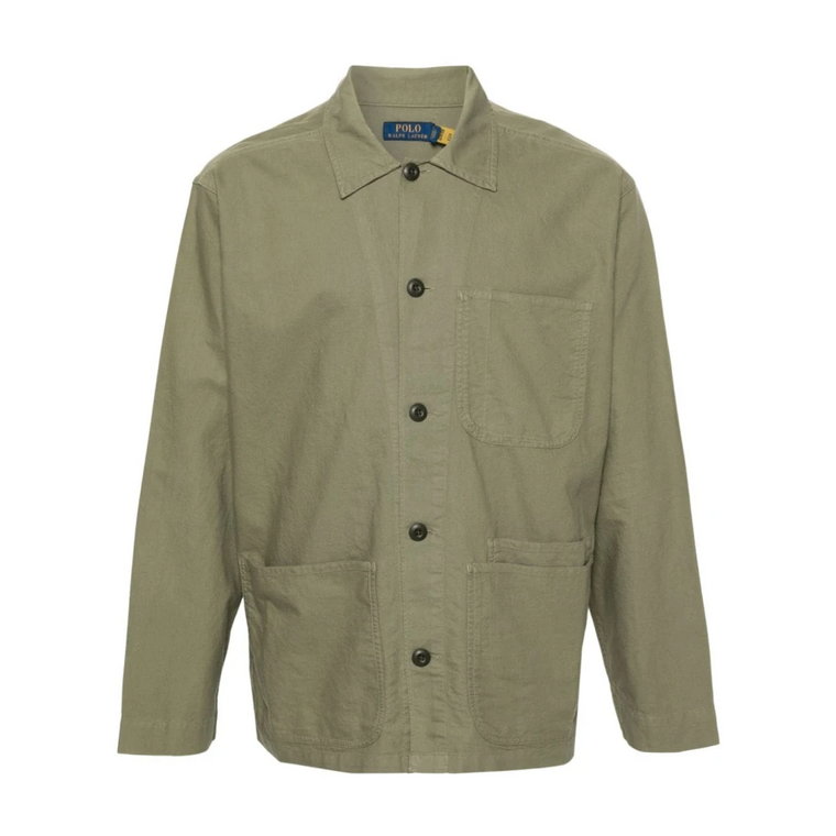 Zielony Płaszcz z Bawełnianej Tkaniny Styl Klasyczny Ralph Lauren