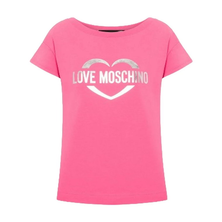 Luźna bawełniana koszulka dla kobiet Love Moschino