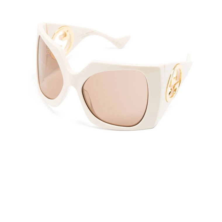 Białe/brązowe okulary przeciwsłoneczne Gucci