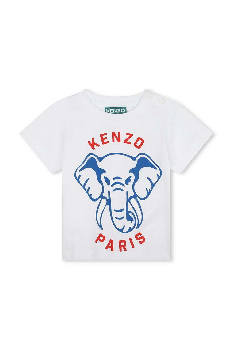 Kenzo Kids t-shirt bawełniany dziecięcy kolor biały z nadrukiem