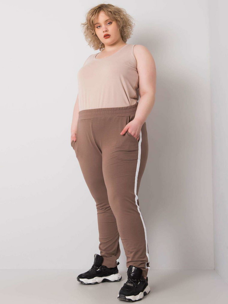 Spodnie dresowe plus size brązowy casual