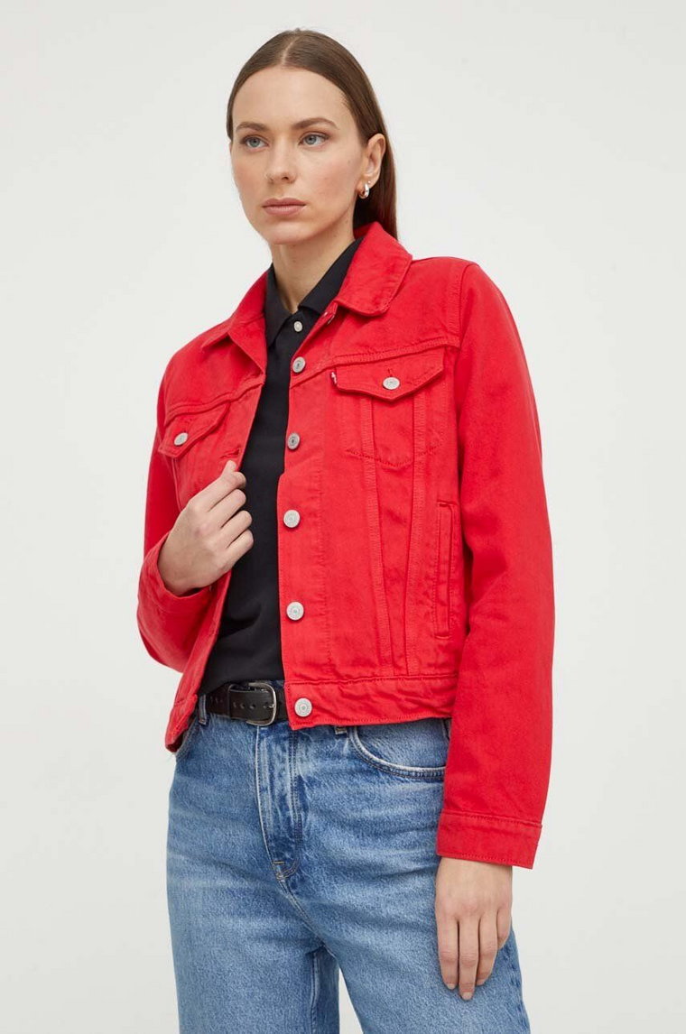Levi's kurtka jeansowa damska kolor czerwony przejściowa
