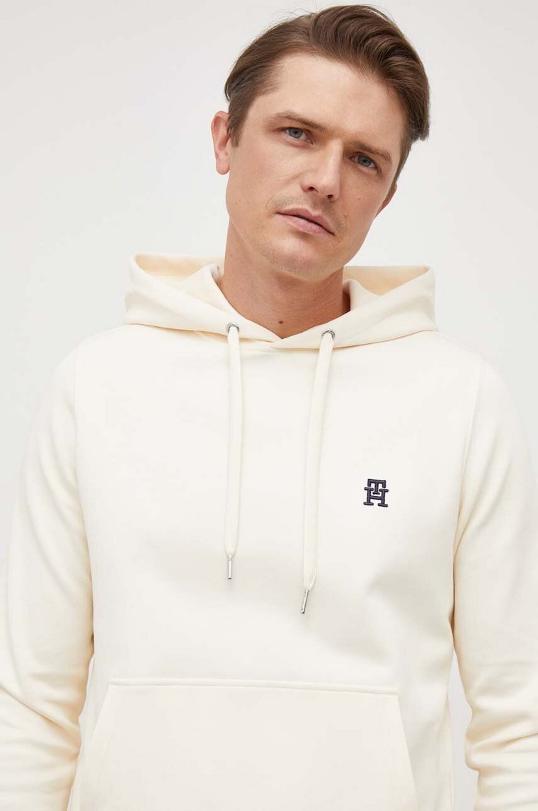 Tommy Hilfiger bluza męska kolor beżowy z kapturem gładka MW0MW33646