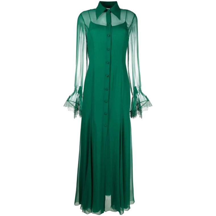 Emerald Zielona Długa Sukienka Koszulowa Alberta Ferretti