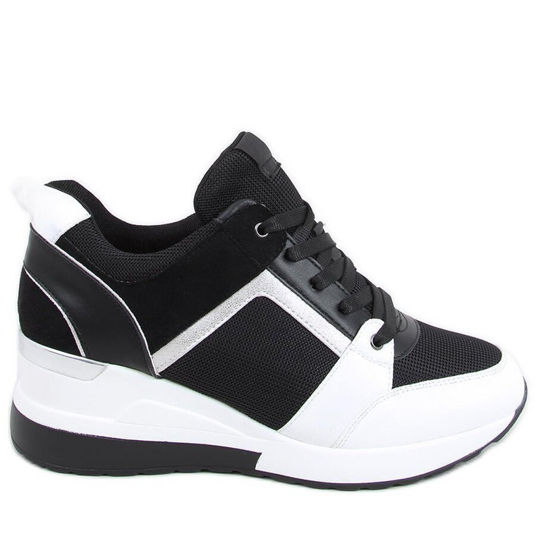 Sneakersy na koturnie Diego BLACK/WHITE białe czarne