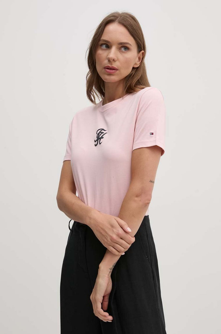 Tommy Hilfiger t-shirt bawełniany damski kolor różowy WW0WW42772