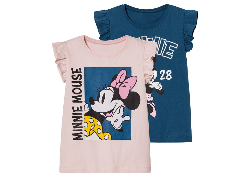 T-shirty dziecięce z postaciami z bajek, 2 sztuki (110/116, Wzór Myszka Minnie)