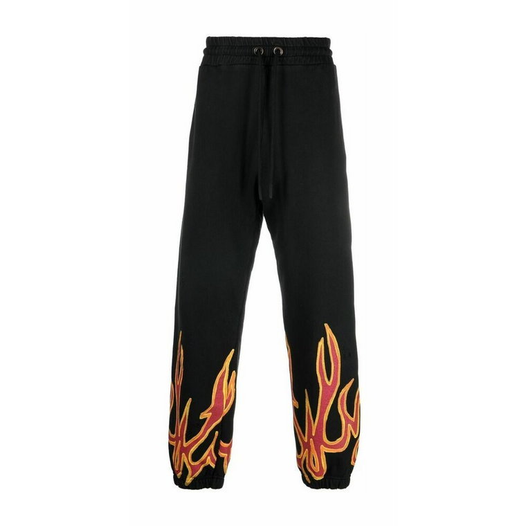 Graffiti Flames Czarne Spodnie dresowe Palm Angels