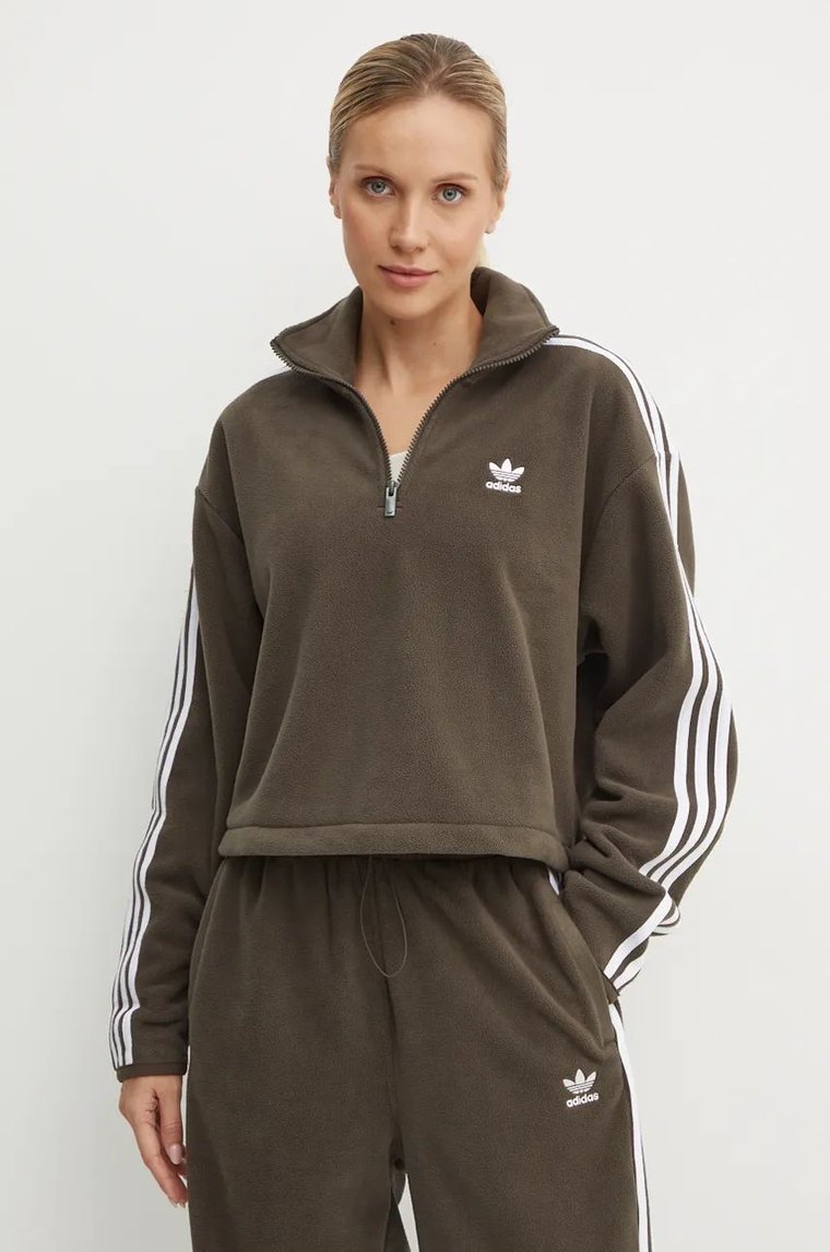 adidas Originals bluza Polarf Half Zip damska kolor zielony z aplikacją IW3164