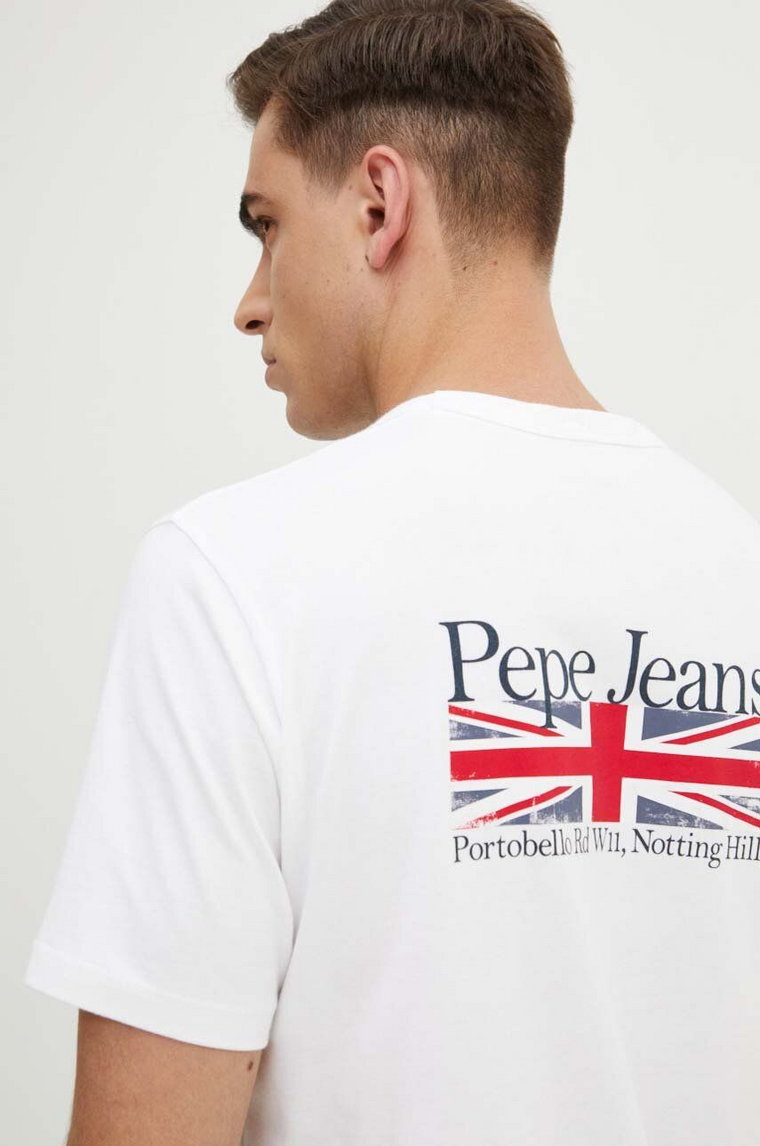 Pepe Jeans t-shirt bawełniany ALFIE męski kolor biały z nadrukiem PM509431