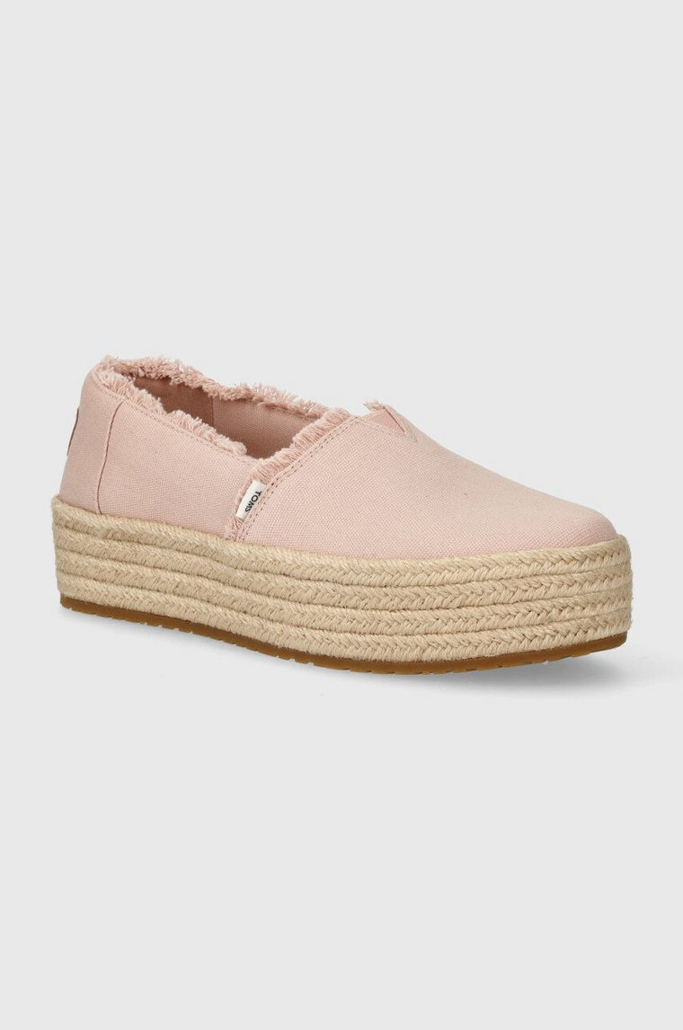 Toms espadryle Valencia kolor różowy na platformie 10020698