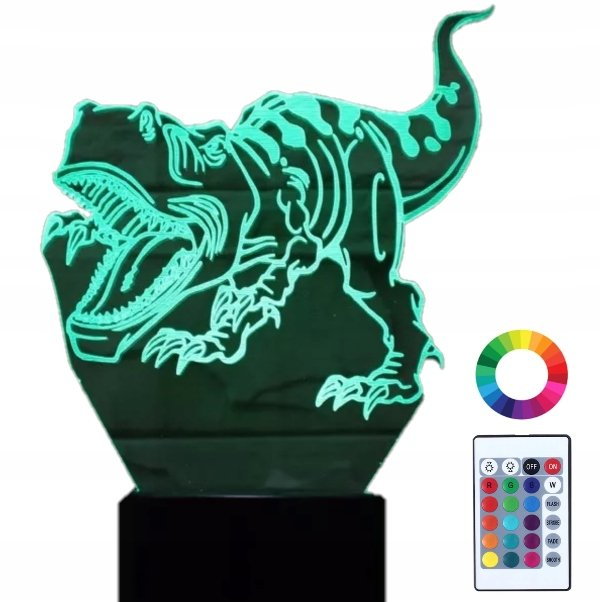 Lampka Nocna LED 3D Dinozaur Tyranozaur Rex Grawer