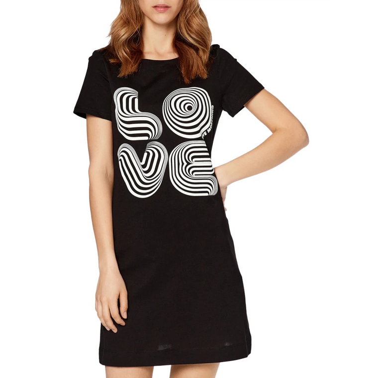 Czarna Sukienka T-shirt - Aktualizacja stylu casual Love Moschino