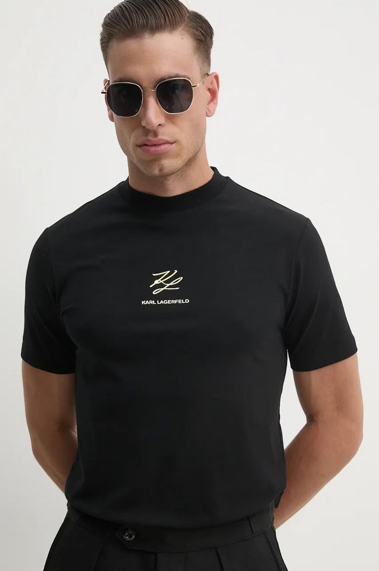 Karl Lagerfeld t-shirt męski kolor czarny z aplikacją 544221.755035