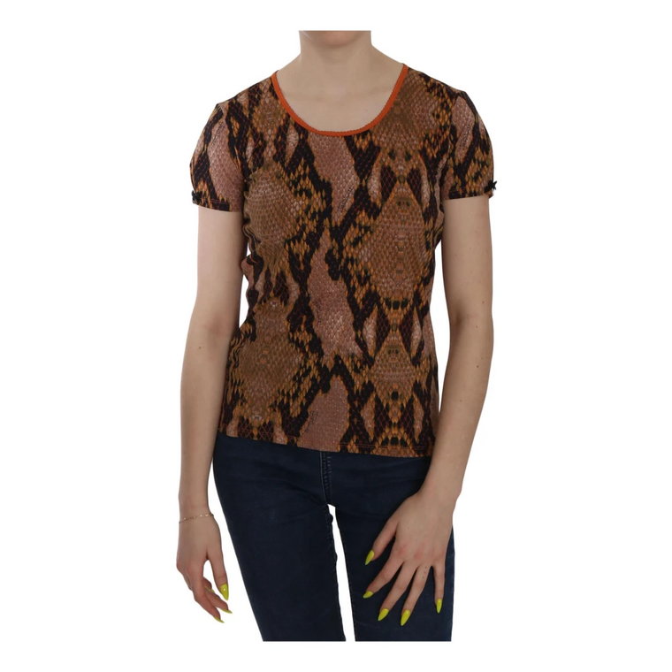 Snake Skin Print Short Sleeve Top T-shirt Just Cavalli