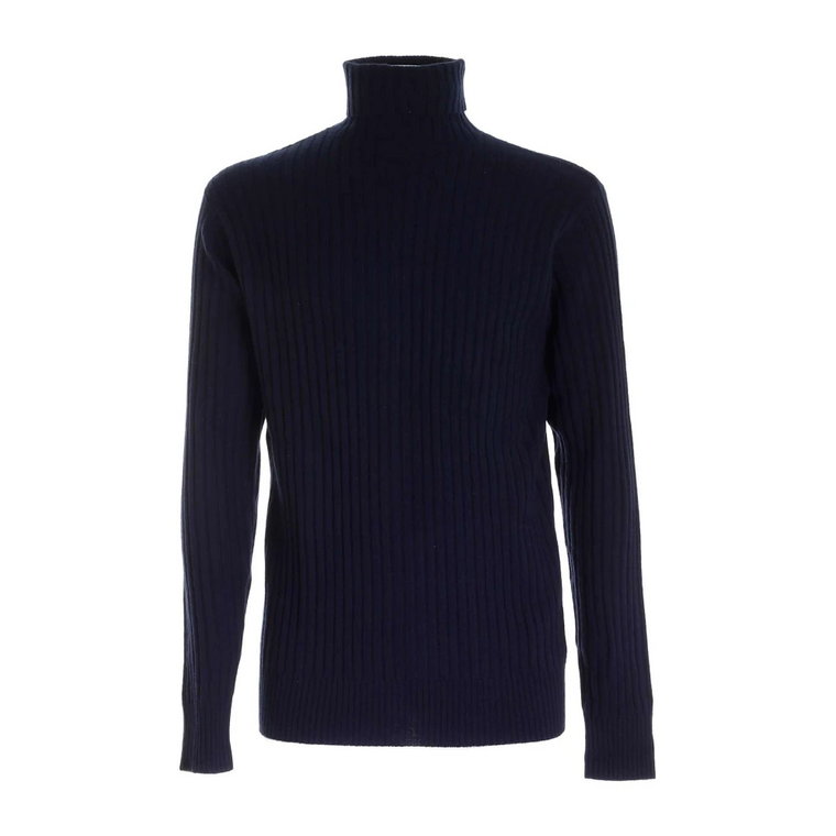 Niebieski Sweter z Wzorem Żebrowym Aspesi