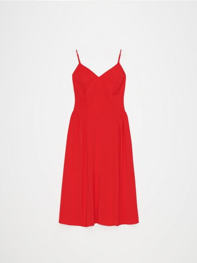 Mohito - Czerwona sukienka midi na ramiączkach - czerwony