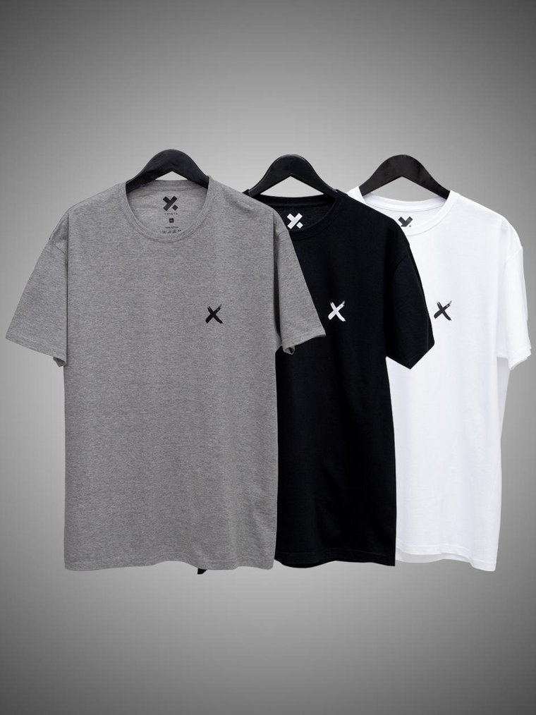 Zestaw 3 T-Shirtów Męskich Czarny / Biały / Szary Point X Mini X