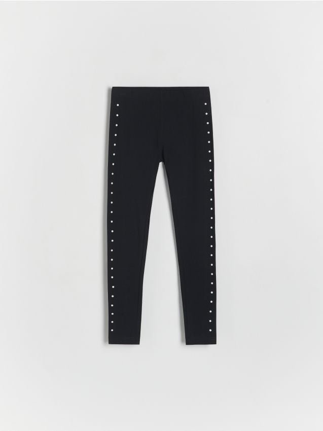 Reserved - Bawełniane legginsy z aplikacją - czarny