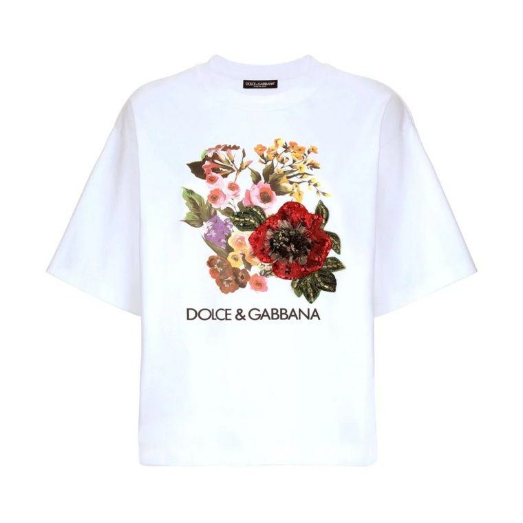 T-shirt z cekinami Dolce & Gabbana