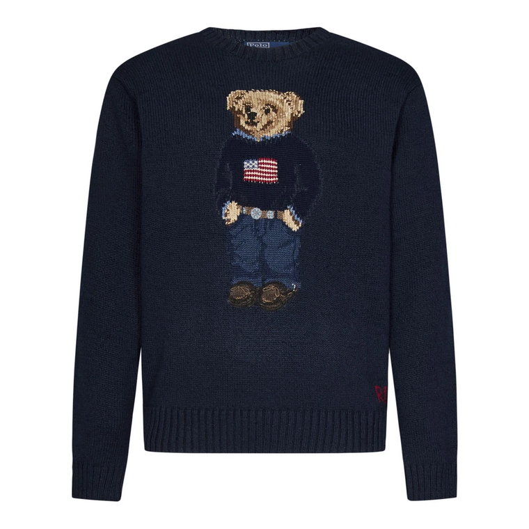 Niebieskie Swetry z Wzorem Polo Bear Polo Ralph Lauren