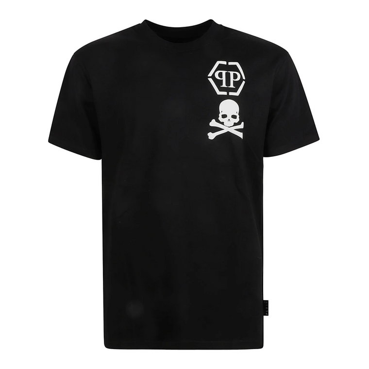 Czarna koszulka z nadrukiem SkullBones dla mężczyzn Philipp Plein