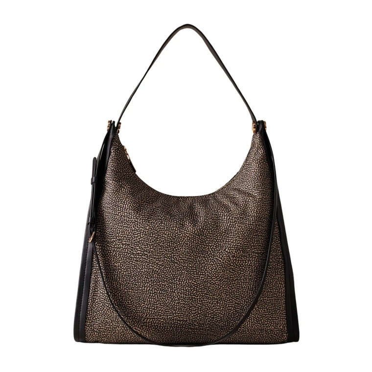 Naturalno-czarna torba hobo Borbonese