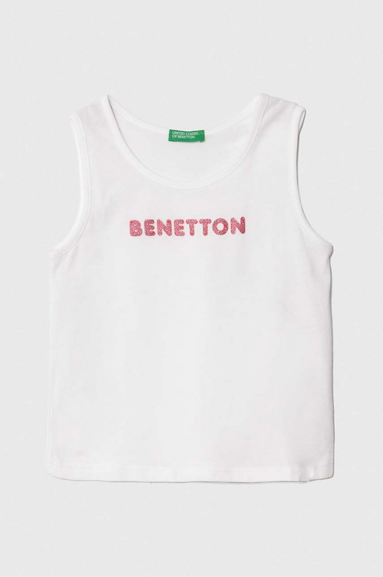 United Colors of Benetton top bawełniany dziecięcy kolor biały