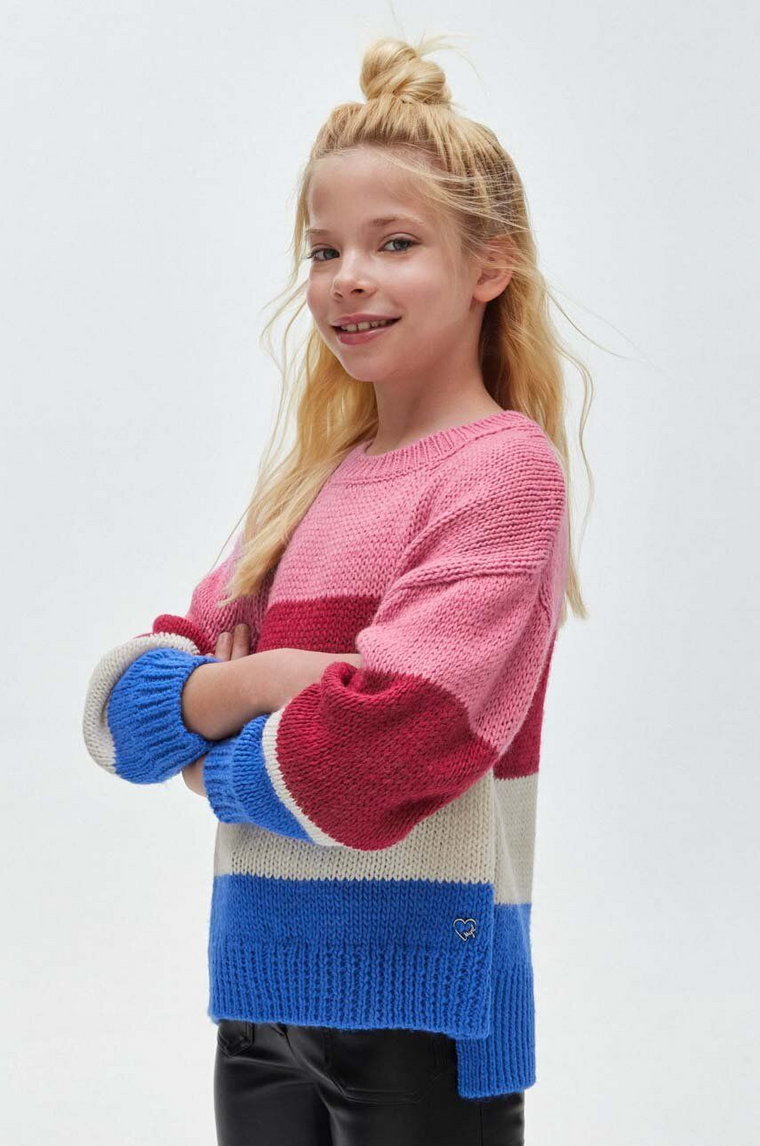Mayoral sweter z domieszką wełny dziecięcy kolor fioletowy