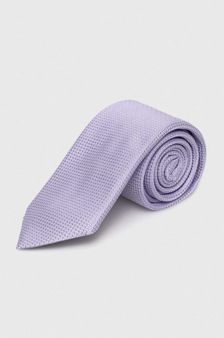 BOSS krawat jedwabny kolor fioletowy